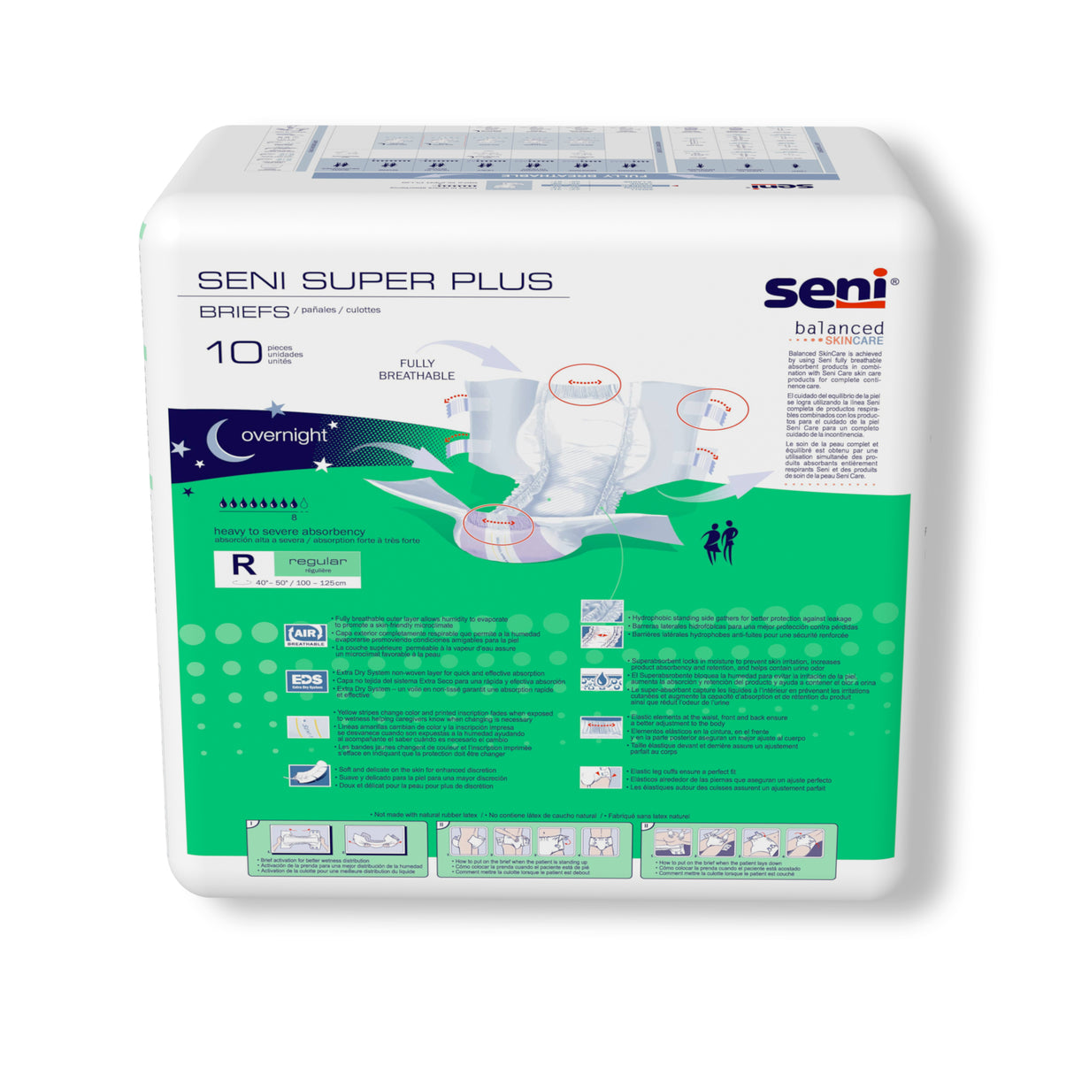 Unisex Adult Incontinence Brief Seni® Super Plus Regular Disposable Heavy Absorbency- 40"-50"