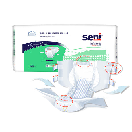Seni Super Plus Briefs, Regular, 25 Count - 40" - 50"