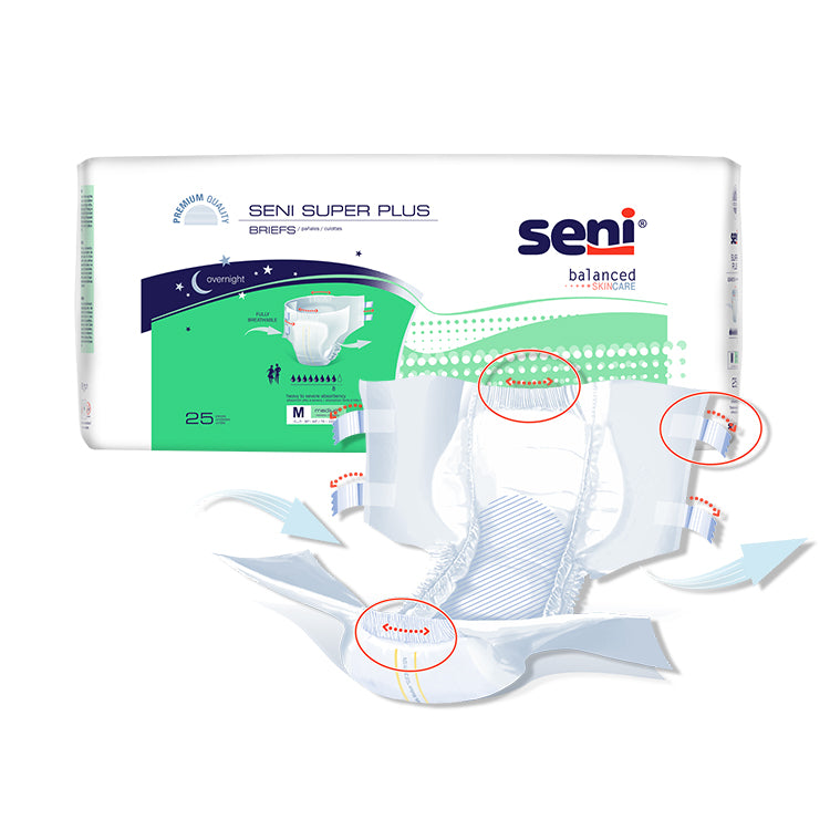 Unisex Adult Incontinence Brief Seni® Super Plus Regular Disposable Heavy Absorbency- 40"-50"