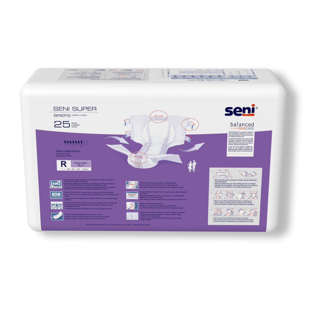 Unisex Adult Incontinence Brief Seni® Super Regular Disposable Heavy Absorbency- 40"-50"