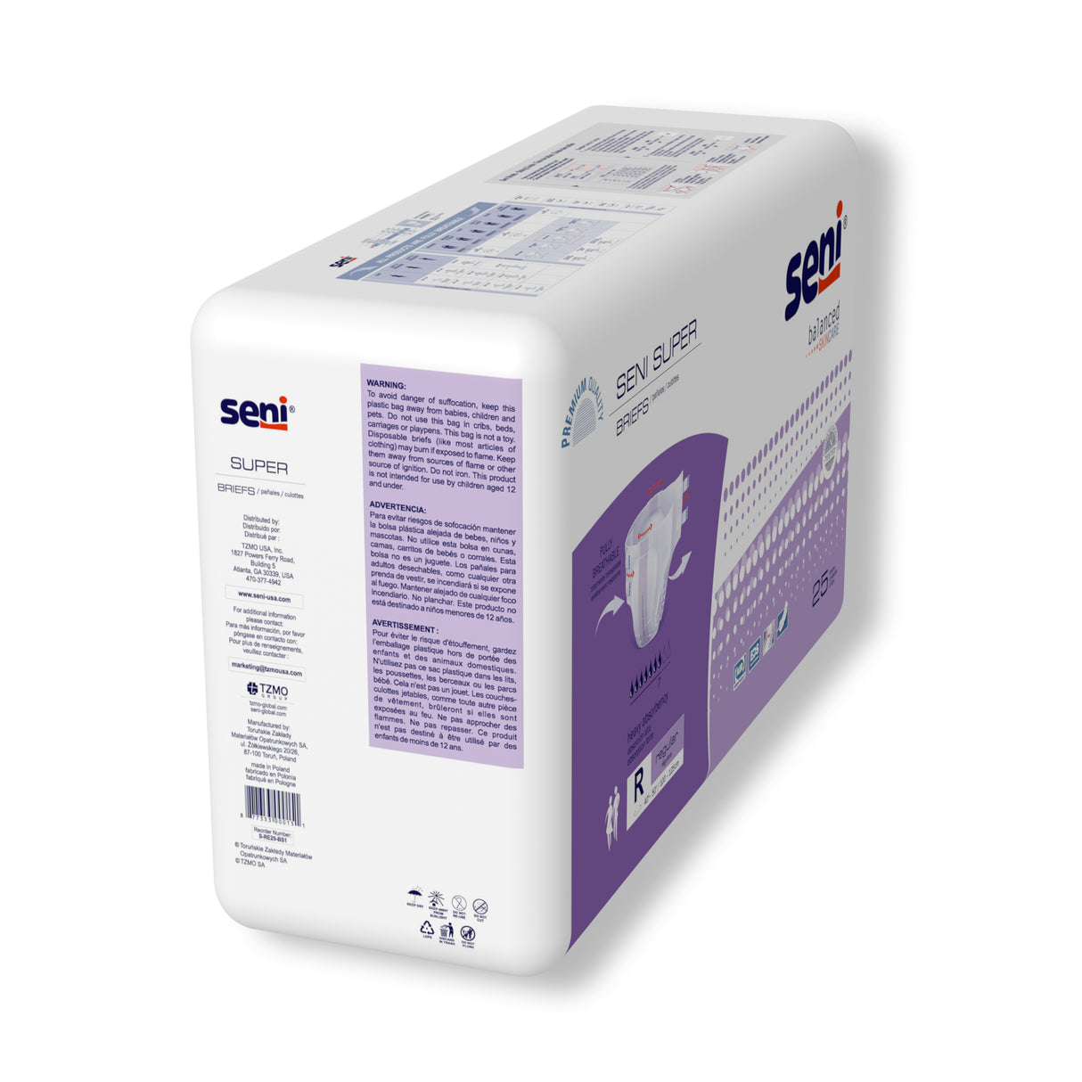 Unisex Adult Incontinence Brief Seni® Super Regular Disposable Heavy Absorbency- 40"-50"