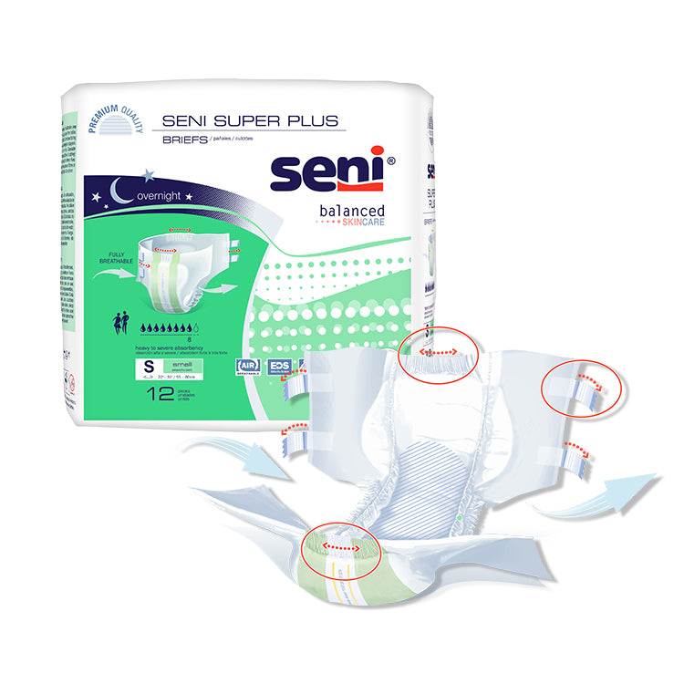 Seni Super Plus Briefs, Small, 12 Count - 22" - 31"