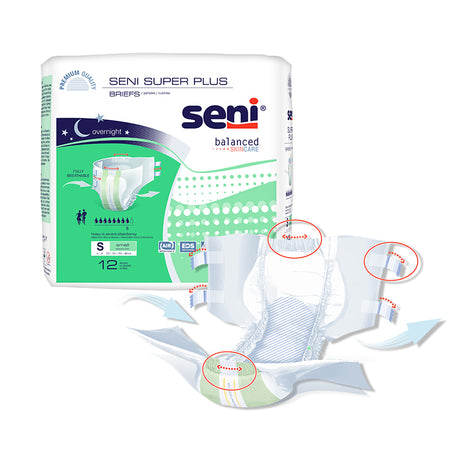 Seni Super Plus Briefs, Small, 12 Count - 22" - 31"