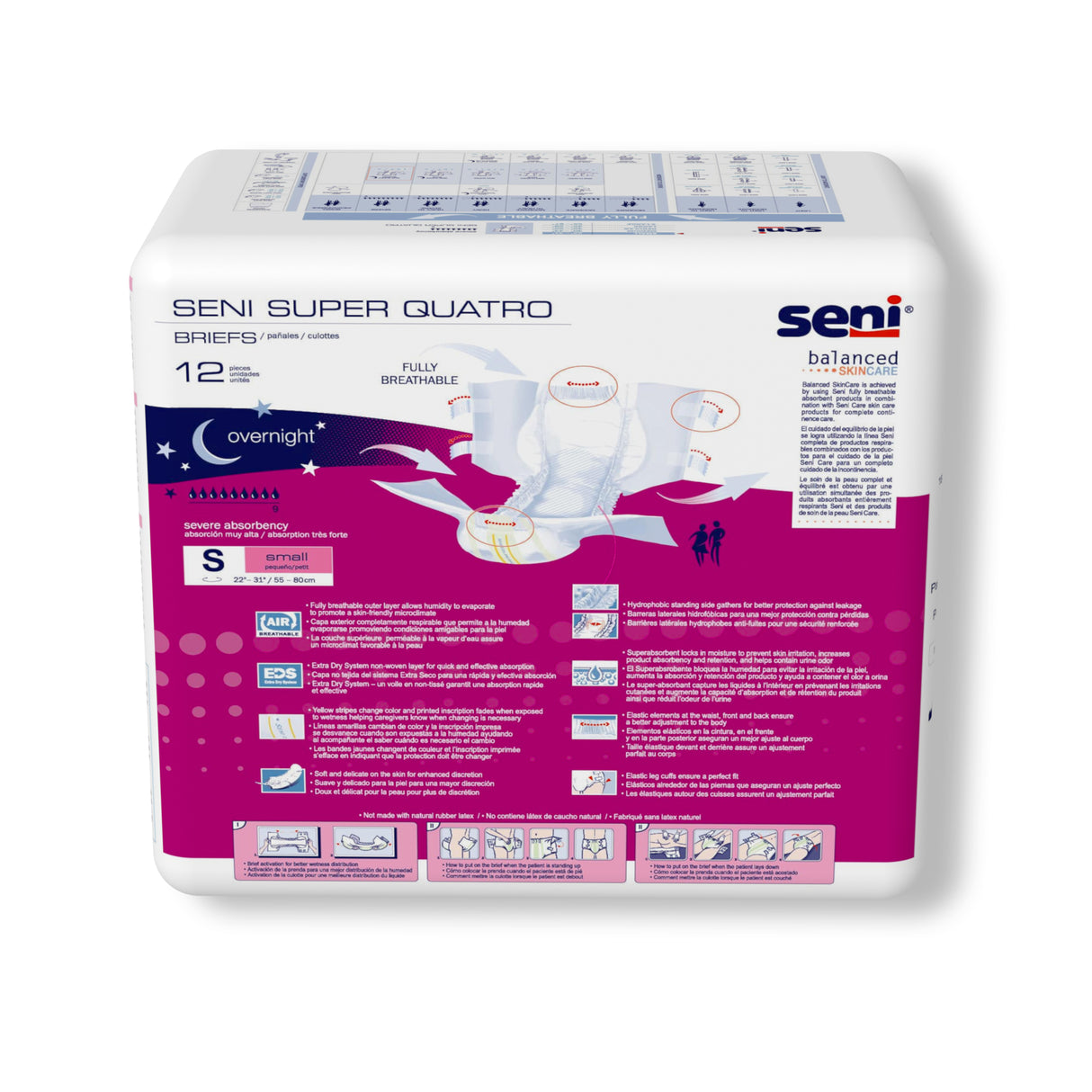Unisex Adult Incontinence Brief Seni® Super Quatro Small Disposable Heavy Absorbency- 22"-31"