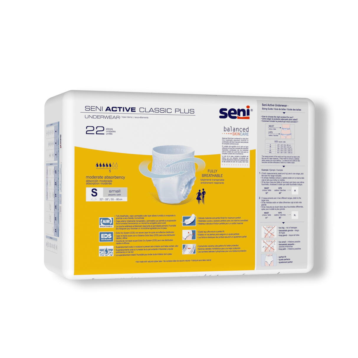 SENI ACTIVE CLASSIC PLUS PULL UP UNDERWEAR SMALL- 22"-33"