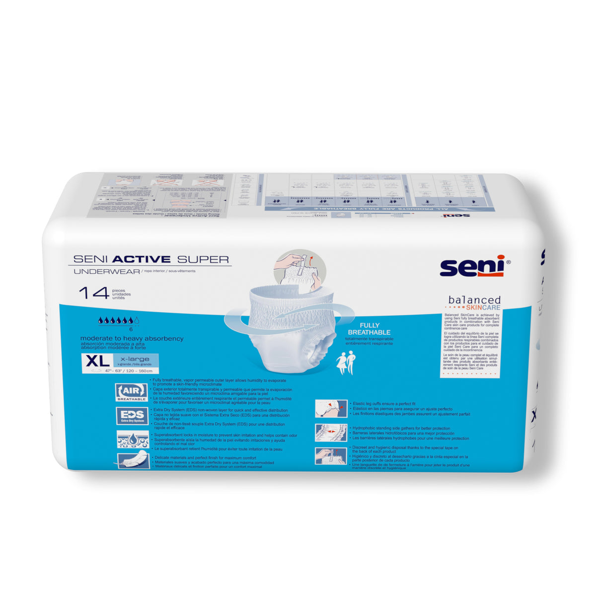 SENI ACTIVE SUPER PULL UP UNDERWEAR X-LARGE- 47"-63"