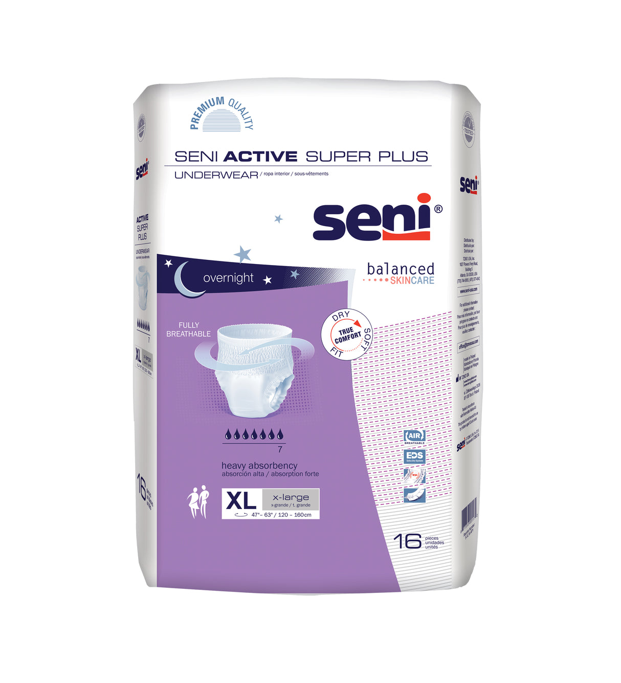Seni Active Super Plus Pull-on Underwear, X-large, 16 Count - 47" - 63"