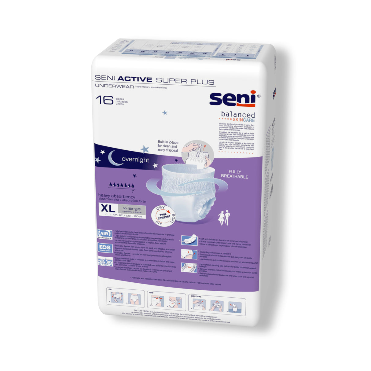 SENI ACTIVE SUPER PLUS PULL UP UNDERWEAR X-LARGE- 47"-63"