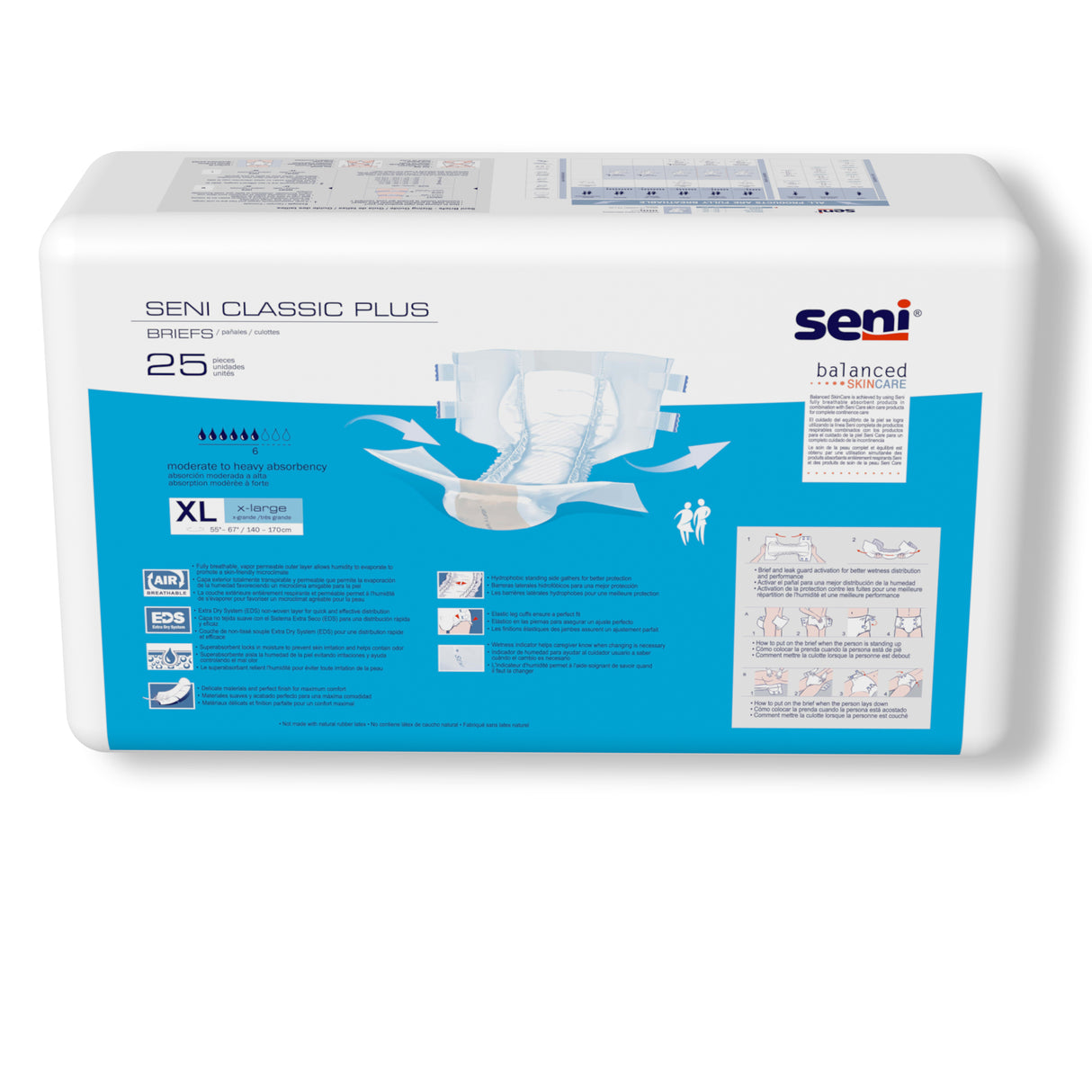 Unisex Adult Incontinence Brief Seni® Classic Plus X-Large Disposable Moderate Absorbency-  55"-67"
