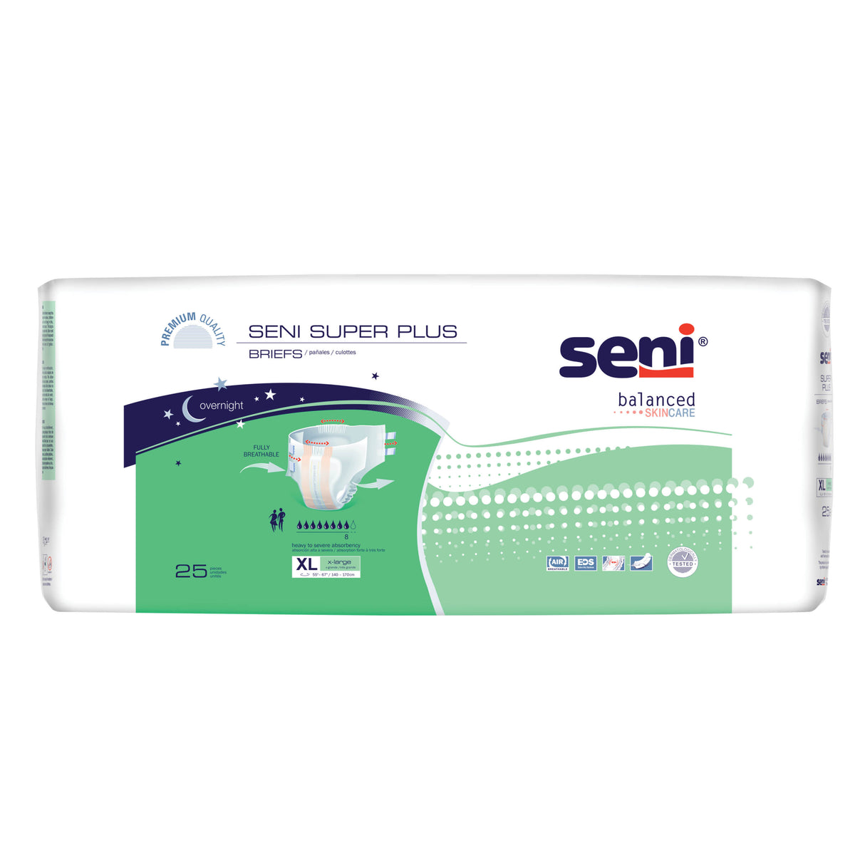 Unisex Adult Incontinence Brief Seni® Super Plus X-Large Disposable Heavy Absorbency- 55"-67"
