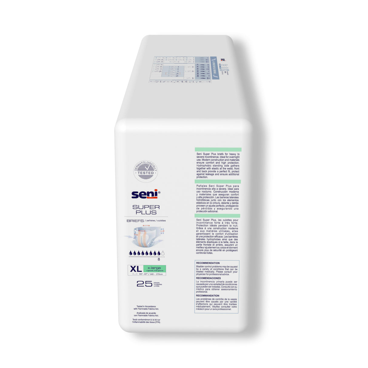 Seni Super Plus Briefs, Extra Large, 25 Count - 55" - 67"