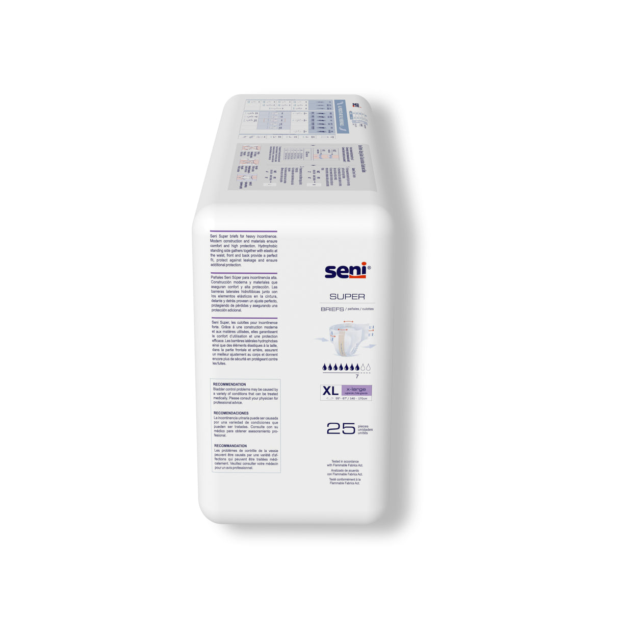 Unisex Adult Incontinence Brief Seni® Super X-Large Disposable Heavy Absorbency- 55"-67"