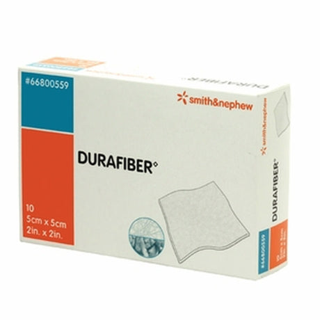 Box of DURAFIBER wound dressings by Smith & Nephew, 5cm x 5cm sterile medical supplies