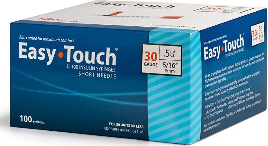 Easy Touch Insulin Syringe 30g X 5/16", 0.5 Ml, (100 Count)
