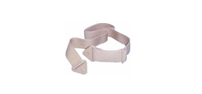Adjustable beige elastic support strap for medical or orthopedic use on white background