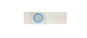 Elastic ostomy belt with adjustable band and blue plastic ring, medical supplies