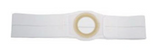 White medical support belt with central opening for ostomy care