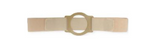 Beige ostomy belt with round center opening for ostomy pouch support