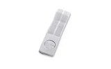 Clear adhesive medical clip with circular opening, used for organizing tubing or wires