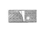 Black and white illustration of a medical blade with textured pattern and angled edge.