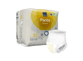 Abena Premium Pants adult incontinence underwear packaging and single pull-up diaper, size small