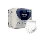 Pack of adult incontinence pull-up pants with one pant displayed in front