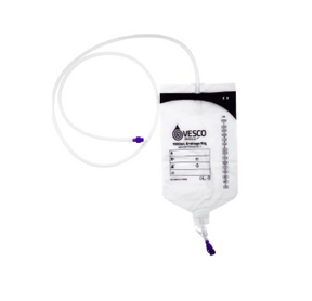 Enteral feeding bag with tubing and measurement markings for medical nutrition delivery