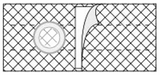 Medical adhesive pad with circular opening and peeled corner on grid background