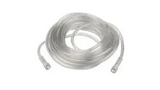 Coiled clear oxygen supply tubing for medical use on white background