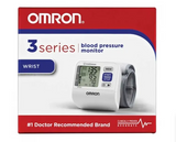 Omron 3 Series wrist blood pressure monitor box with digital display shown
