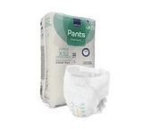 Junior XS2 disposable incontinence pants package with single unfolded absorbent pant.