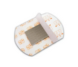 Medical adhesive bandage with central absorbent pad on white background