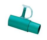 Green plastic medical tubing connector with transparent cap for home healthcare use