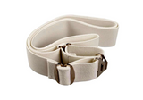 White cotton gait belt with metal buckle for patient mobility assistance