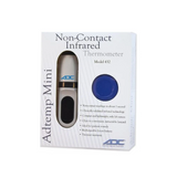 Non-contact infrared thermometer in retail packaging for home medical use