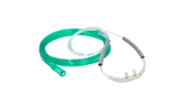 Nasal oxygen cannula with green tubing for home medical respiratory care