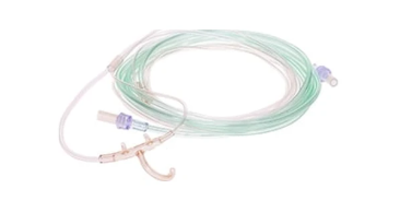 medical nasal cannula oxygen tubing with connectors on white background