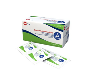 Sterile alcohol prep pads box with individual packets for medical use and home care
