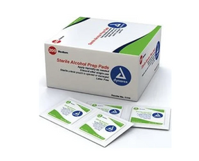 Box of sterile alcohol prep pads with individual packets for medical supply use