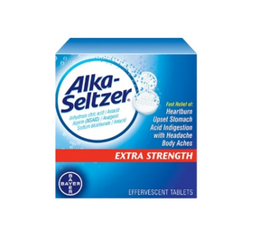 Alka-Seltzer Extra Strength effervescent tablets box for heartburn and upset stomach relief