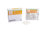 ALLEVYN tracheostomy dressing box, single packaged wound care pad, and one dressing