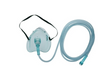 Clear oxygen mask with adjustable strap and long medical tubing for respiratory support