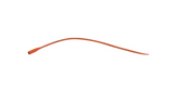 Red medical catheter tube on white background, home medical supply