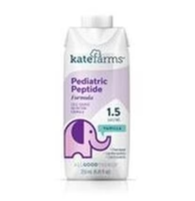 Kate Farms Pediatric Peptide formula carton for toddlers with purple elephant illustration