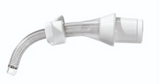 Flexible medical hose with clear tubing and white connector for respiratory equipment