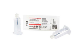 Sterile blood collection adapters with packaging for home medical supplies