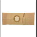 Beige ostomy belt with circular opening for medical support and stoma care
