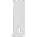 White tubular medical bandage with thumb hole for wound care or support