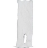 White tubular medical bandage with thumb hole for wound care or support
