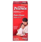 Children’s Tylenol Pain + Fever Cherry Flavor medicine box for ages 2-11, front view